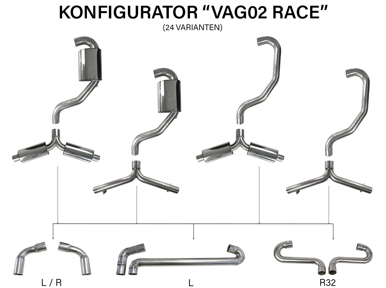 Bull-X Abgasanlage 3" Y-Style "VAG02" 1K Plattform 1.4/1.8-2.0 T(F)SI FWD (z.B. Golf 6, A3 8P)