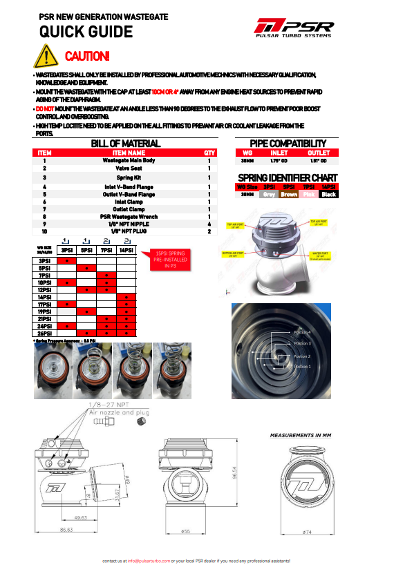 PSR NEW Generation Wastegate wahlw. 38mm, 38mm geschraubt, 45mm, 50mm, 60mm