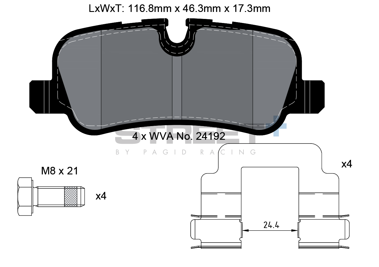 Land Rover Racing Bremsbeläge HA 24192 Street+ PAGID