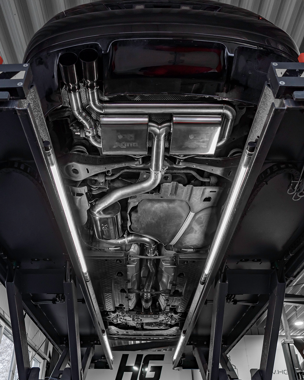 EGO-X Abgasanlage 3" linksseitig VAG 2.0 T(F)SI FWD (Golf 5, A3 8P, Leon 1P) (mit ECE*)
