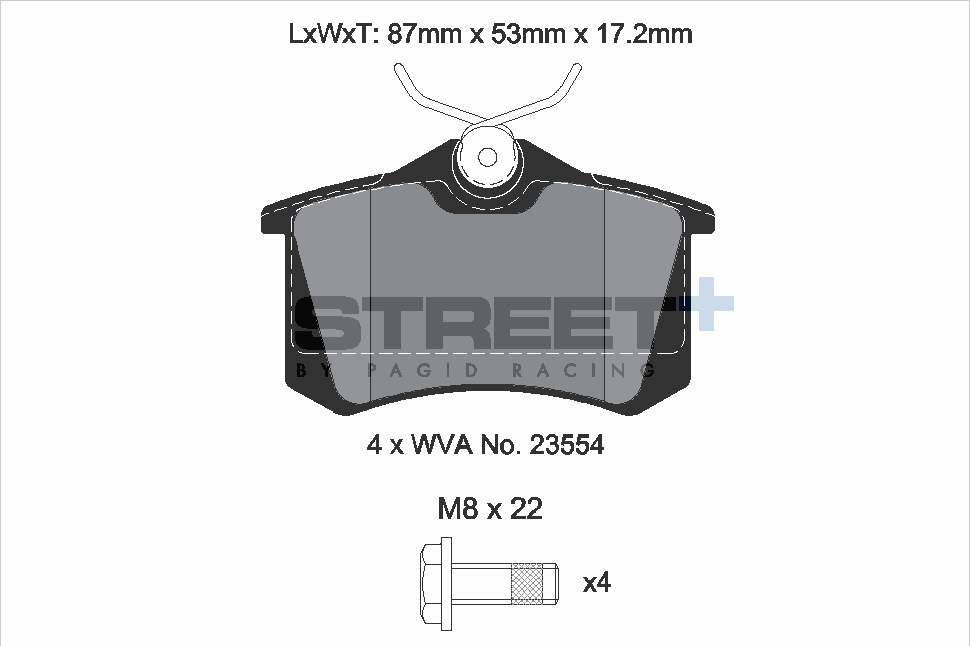 VW Racing Bremsbeläge HA T8176SP2001 Street+ PAGID