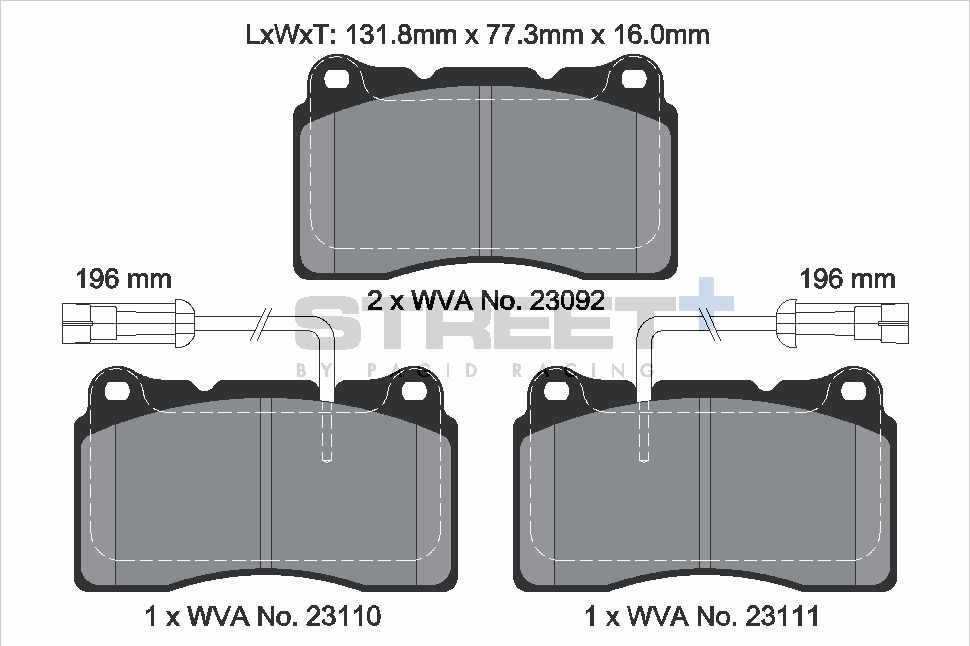 Alfa Romeo Racing Bremsbeläge HA T8017SP2001 Street+ PAGID