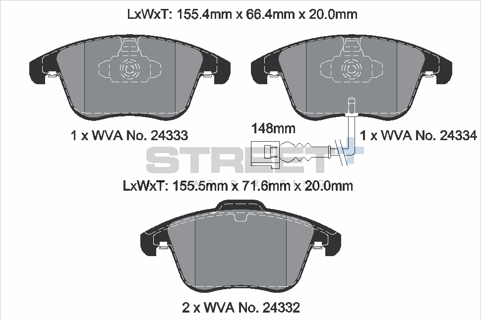 VW Racing Bremsbeläge VA T8219SP2001 Street+ PAGID