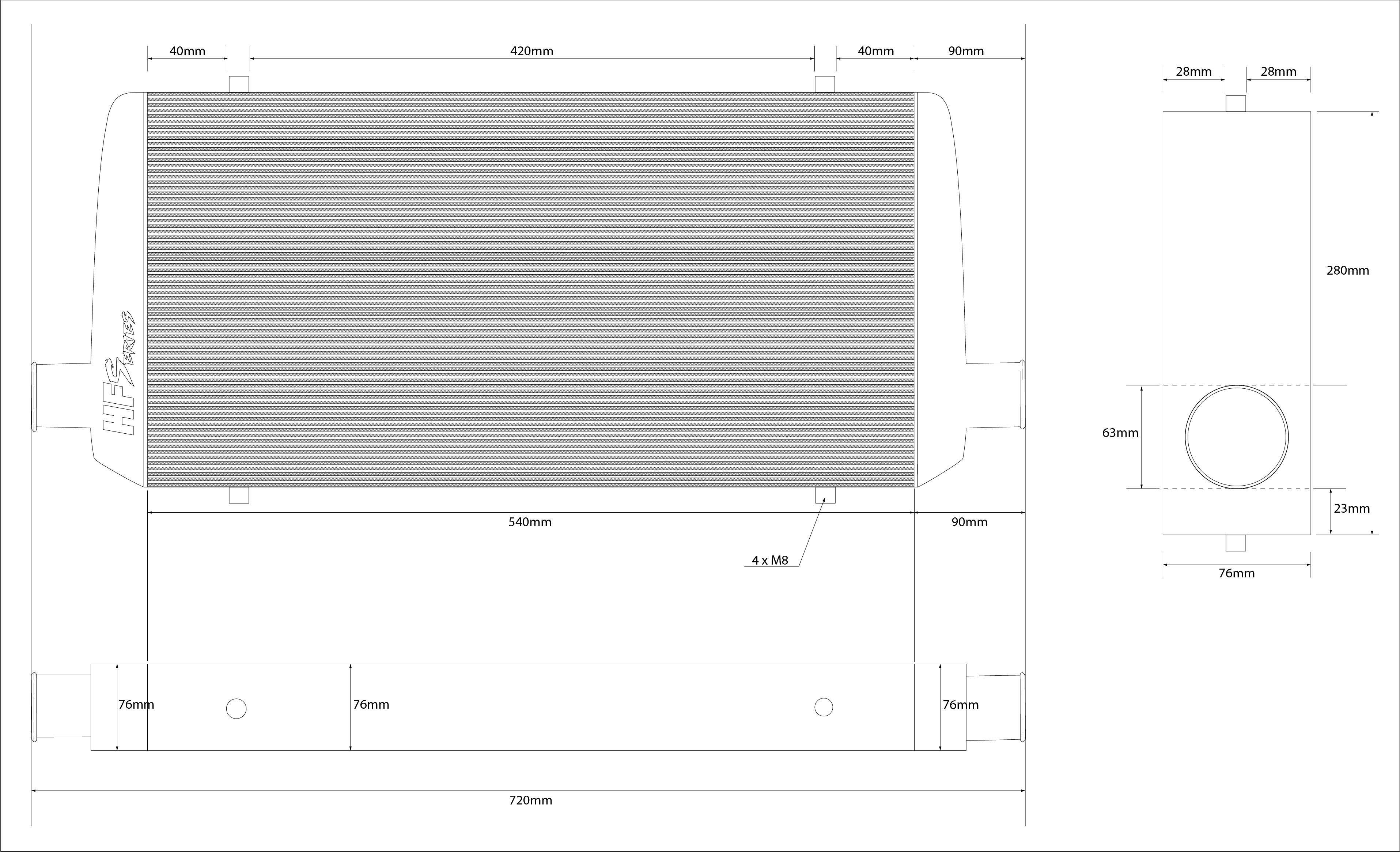 HF-Series universal Ladeluftkühler HFS 540x280x76mm