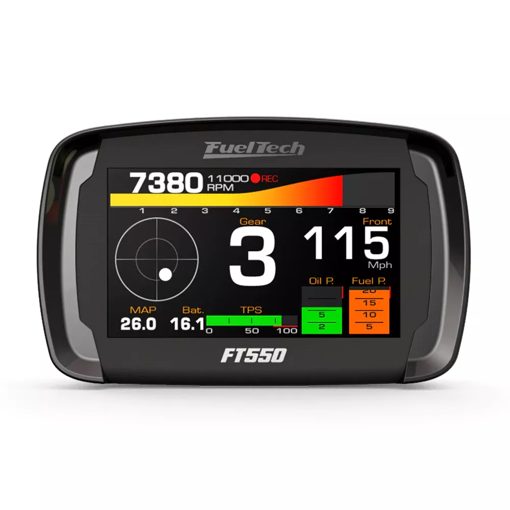 FuelTech FT550 mit 3 m Kabelstrang – frei programmierbares Motorsteuergerät mit integriertem Display