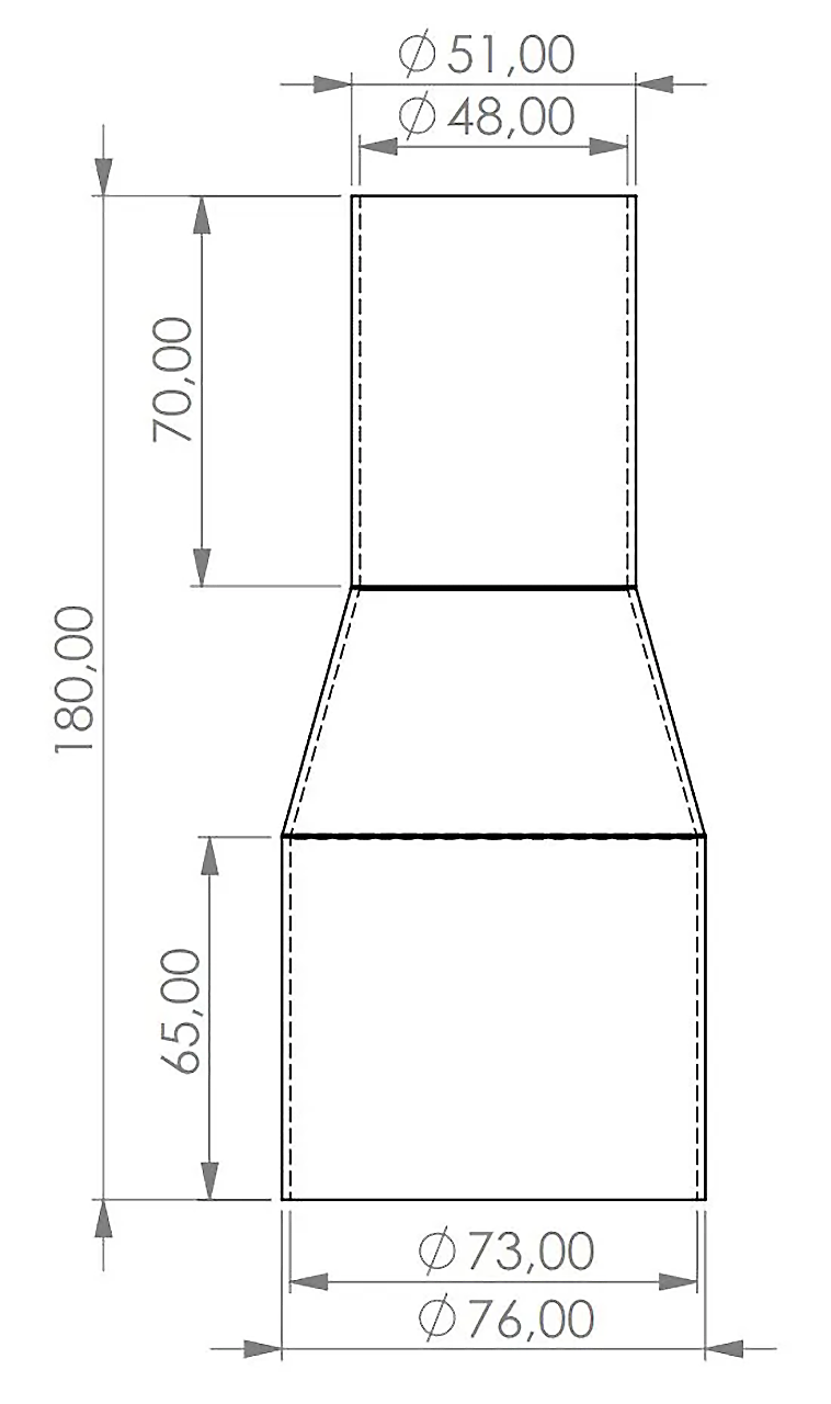 Edelstahl Reduzierer 76mm > 50mm zu VAG02 Verbindungsrohr 1.4 T(F)SI 122/125PS