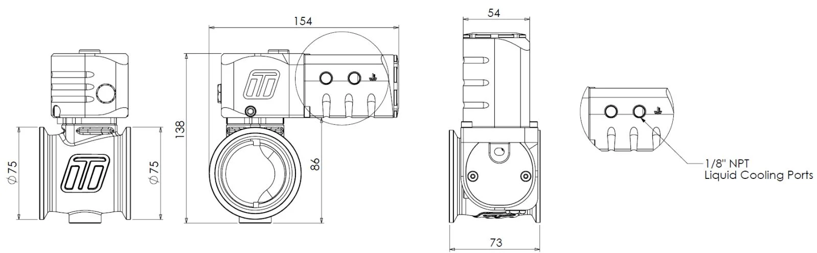 Turbosmart StraightGate50 ESG50 Elektronisches Externes Wastegate