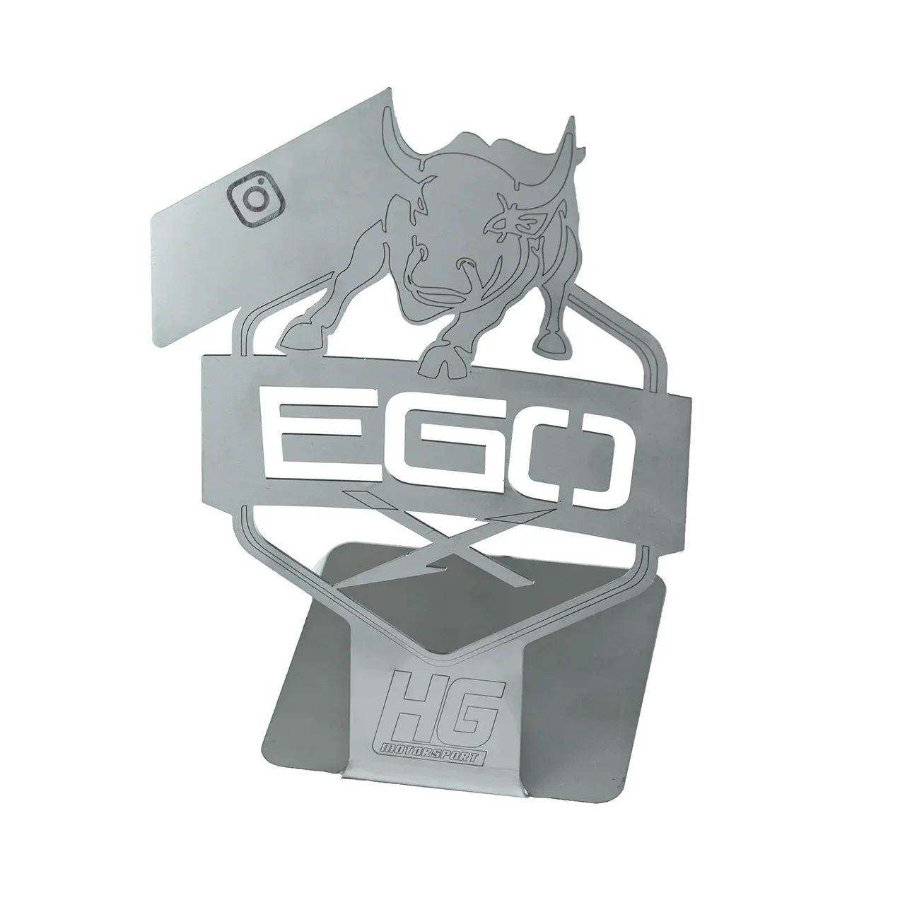 EGO-X Aufsteller mit gelasertem Instagram-Namen