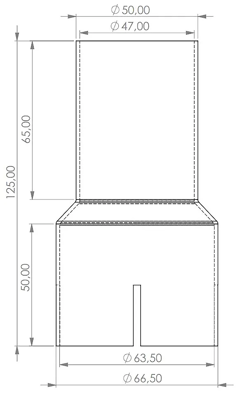 Edelstahl Reduzierer 63,5mm geschlitzt > 50mm Länge: 125mm