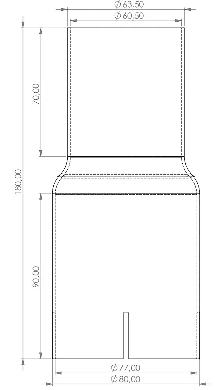 Edelstahl Reduzierer 77mm geschlitzt > 63,5mm Adapter auf Downpipe Audi S3 8L