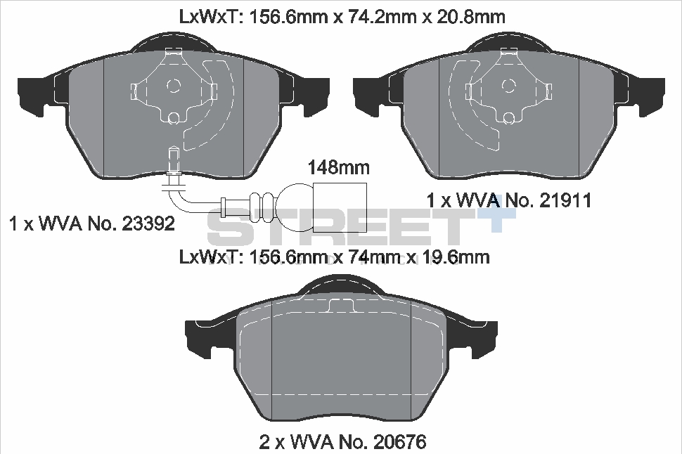 VW Racing Bremsbeläge VA T8173SP2001 Street+ PAGID