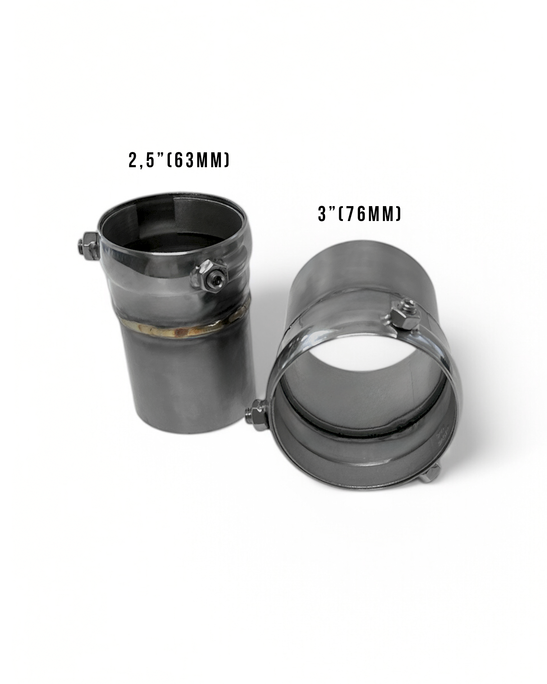 Edelstahl Kugelkopf Endrohr Verlängerung 63 / 76/ 89 mm