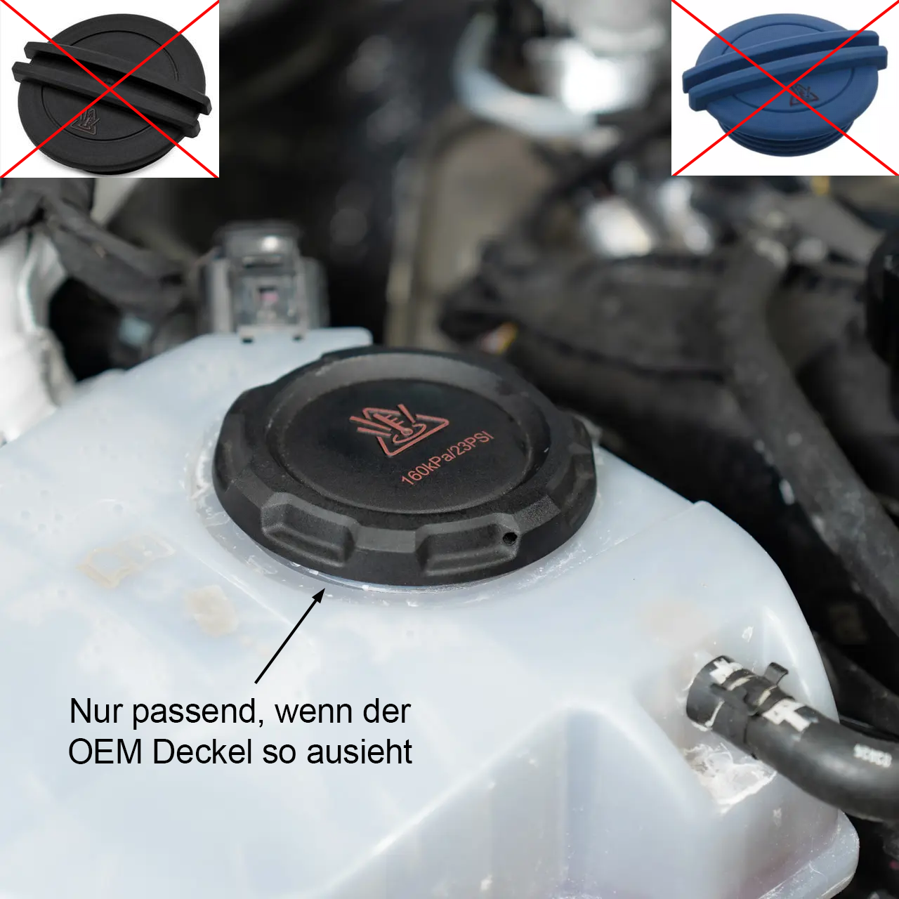 Kühlwasserdeckel Cover schwarz HG-Motorsport Logo MQB/ MQBevo (z.B. Golf 7/8)