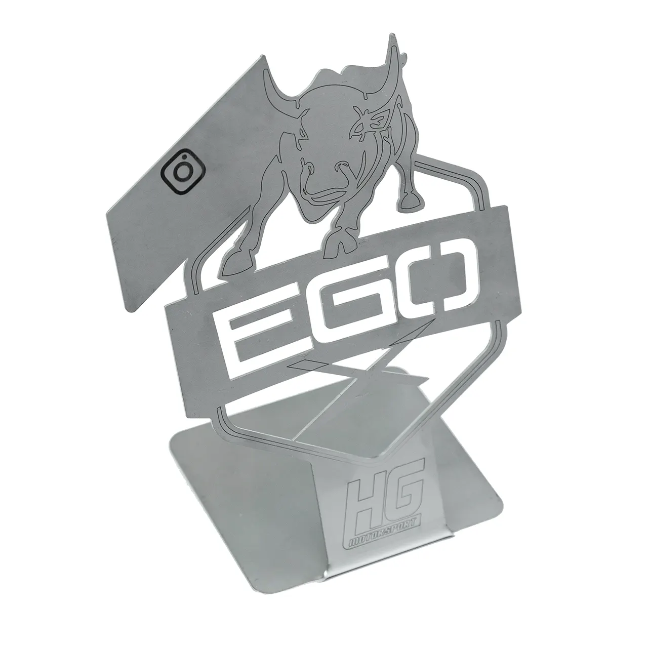 EGO-X Aufsteller mit gelasertem Instagram-Namen