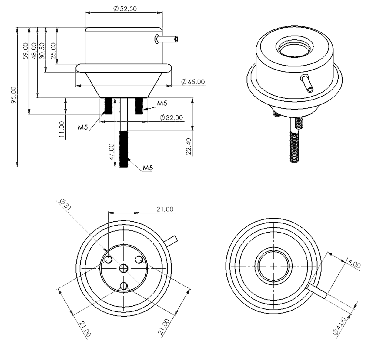 Unterdruckdose ohne Klappe