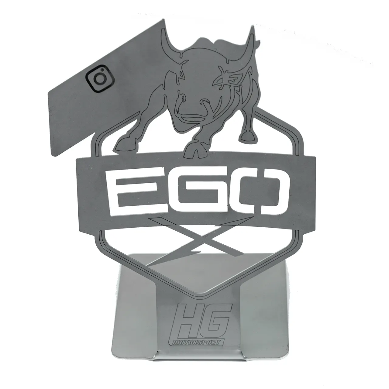 EGO-X Aufsteller mit gelasertem Instagram-Namen