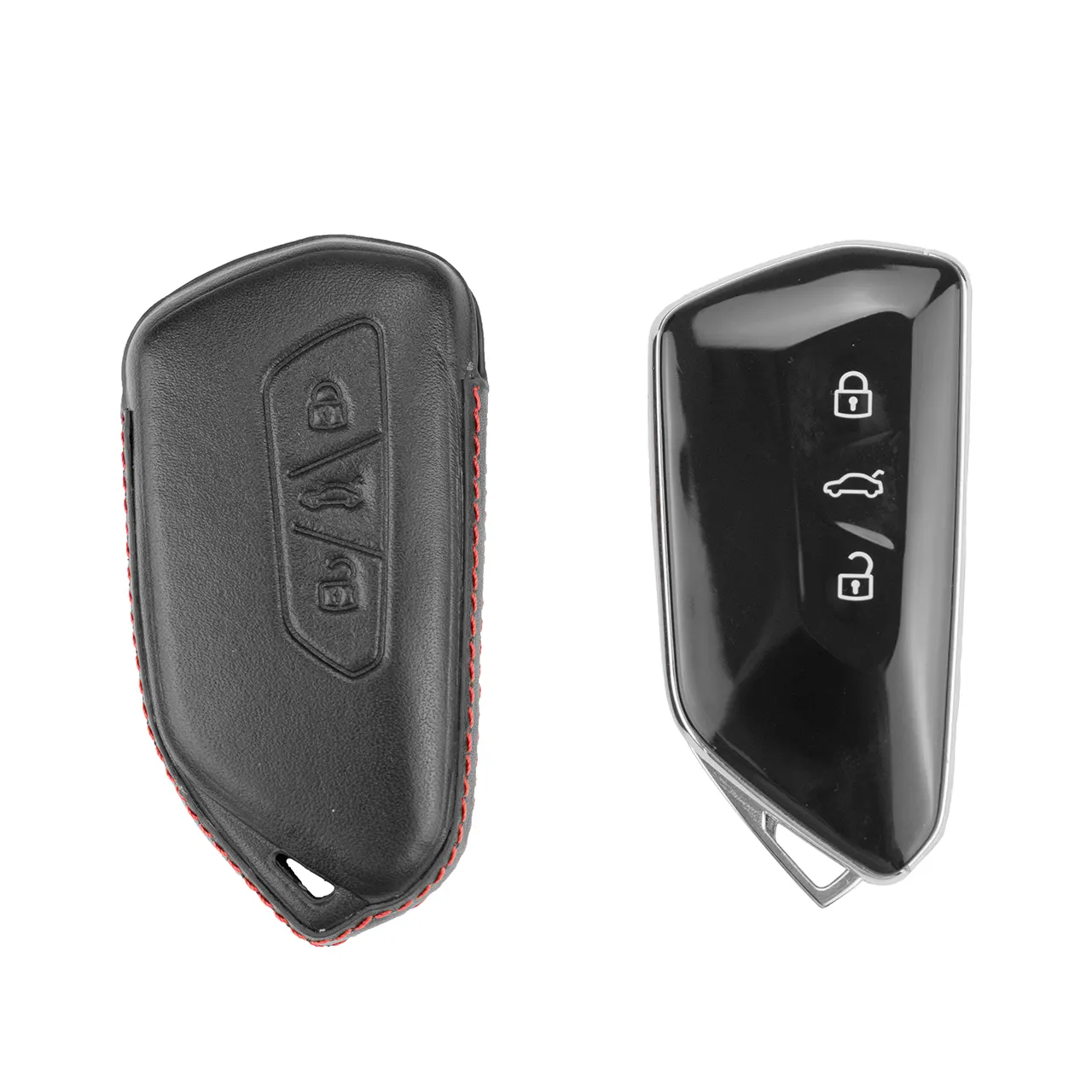 Leder Schlüsselcover 3-Tasten Autoschlüssel MQBevo (z.B. Golf 8, Octavia NX, Leon KL)